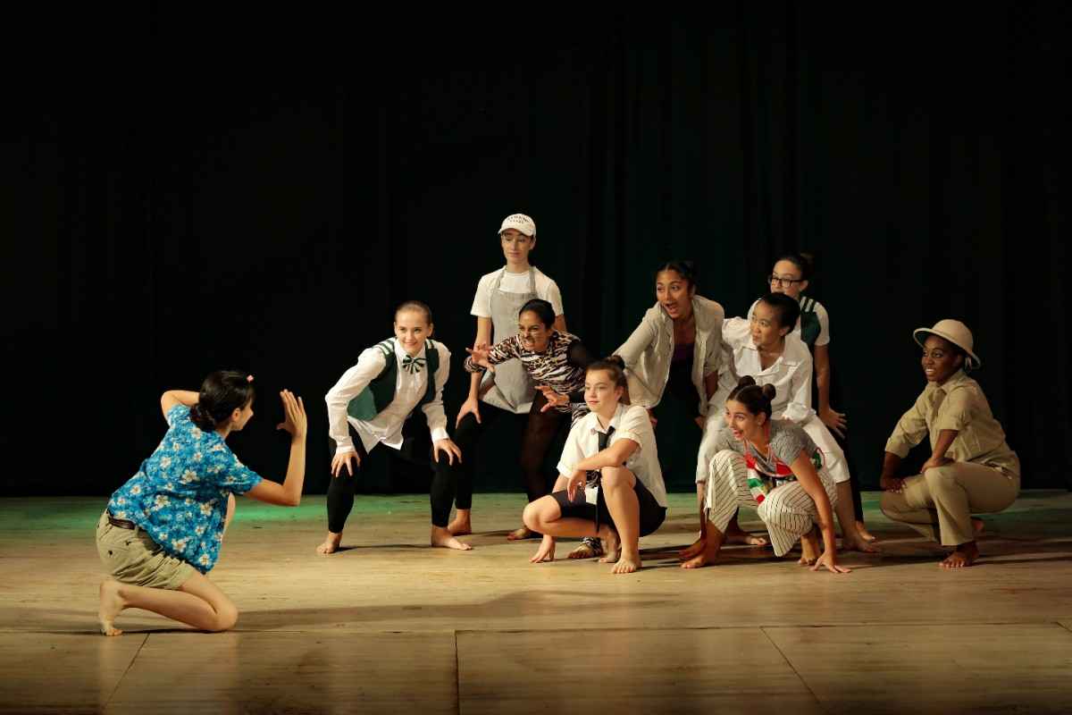 Kids posing while acting in pretend drama