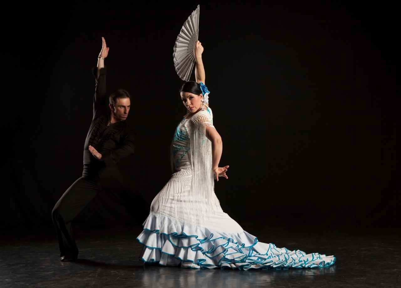 two flamenco dancer dancing.