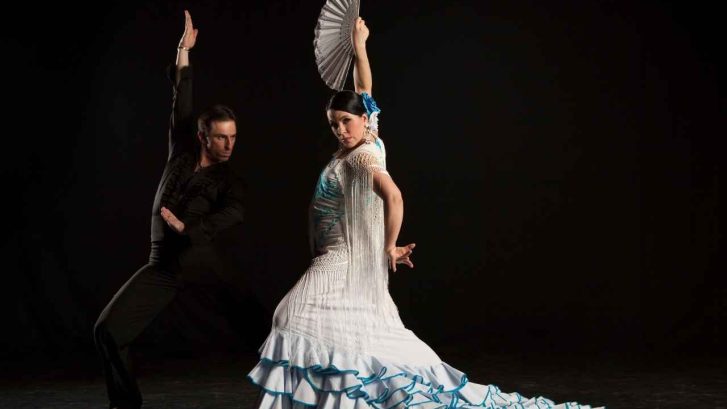 two flamenco dancer dancing.