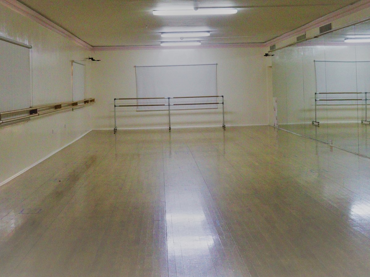 A wide view down the length of a studio at the centre